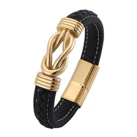 fashion deluxe irregular graphic accessories mens leather bracelet stainless steel combination for birthday party gifts pd0765