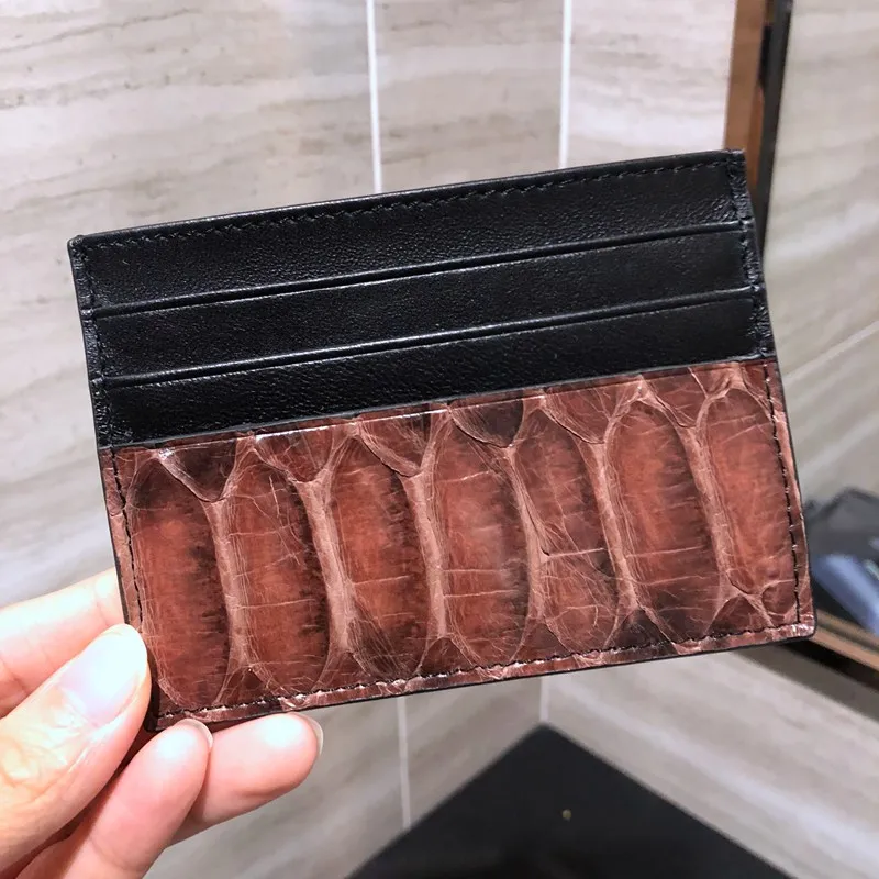 Card Holder CAJIFUCO кожа питона Porte Carte змеиная кожа кредитный держатель для карт животное кожа портмоне - Цвет: Card Holder
