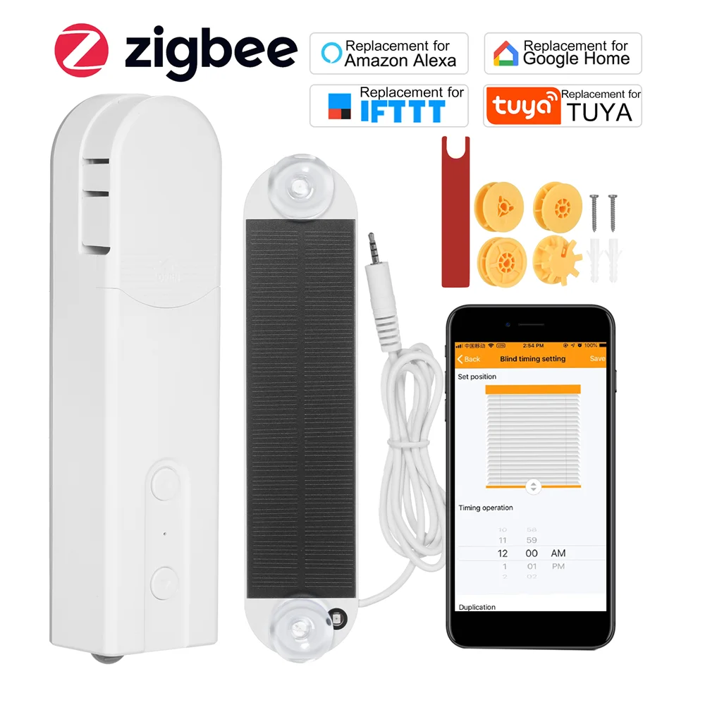 Zigbee управление умными жалюзи двигатель на солнечной батарее Tuya Smart Life
