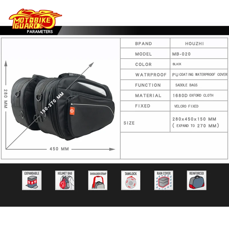 

Motorcycle Saddle Rear Seat Bag Waterproof Knight Detachable Bag Locomotive Side Luggage Side Package Prince Car Helmet Bag