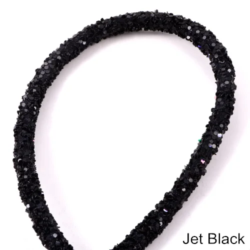 Jet Black 1 ярд 6 мм смолы сверкающие стразы веревка красочная трубка шнур веревка стразы отделка для DIY вечерние украшения свадьбы B1277 - Цвет: Jet Black