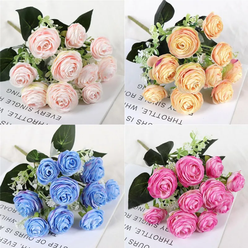 1 букет Искусственные цветы пиона чайной розы Осень шелковые искусственные для