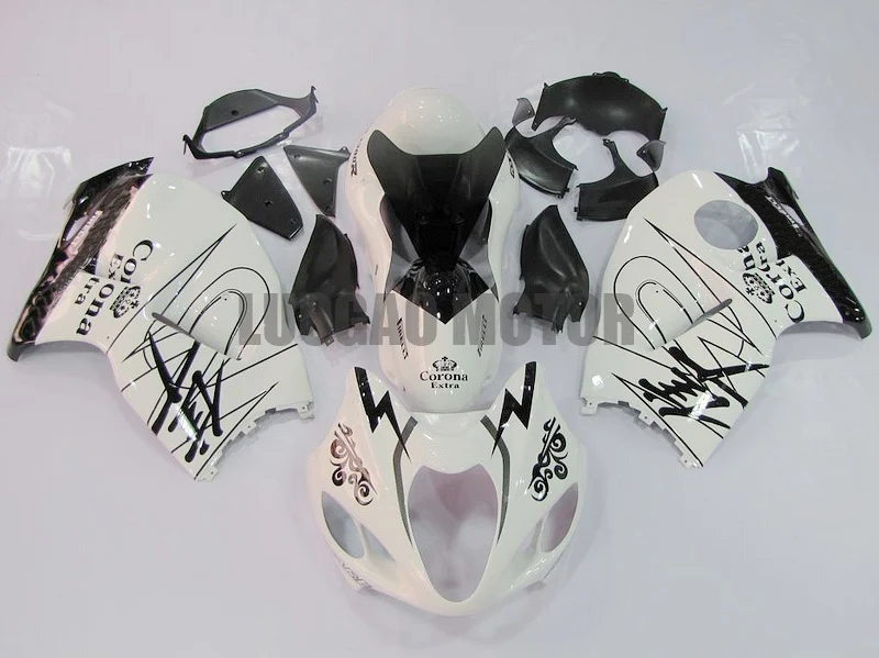 

Custom Injection Fairing White Black Suzuki GSXR1300 Bodywork 1999 2000 2001 2002 2003 2004 2005 2006 2007 1997 1998 Fairings