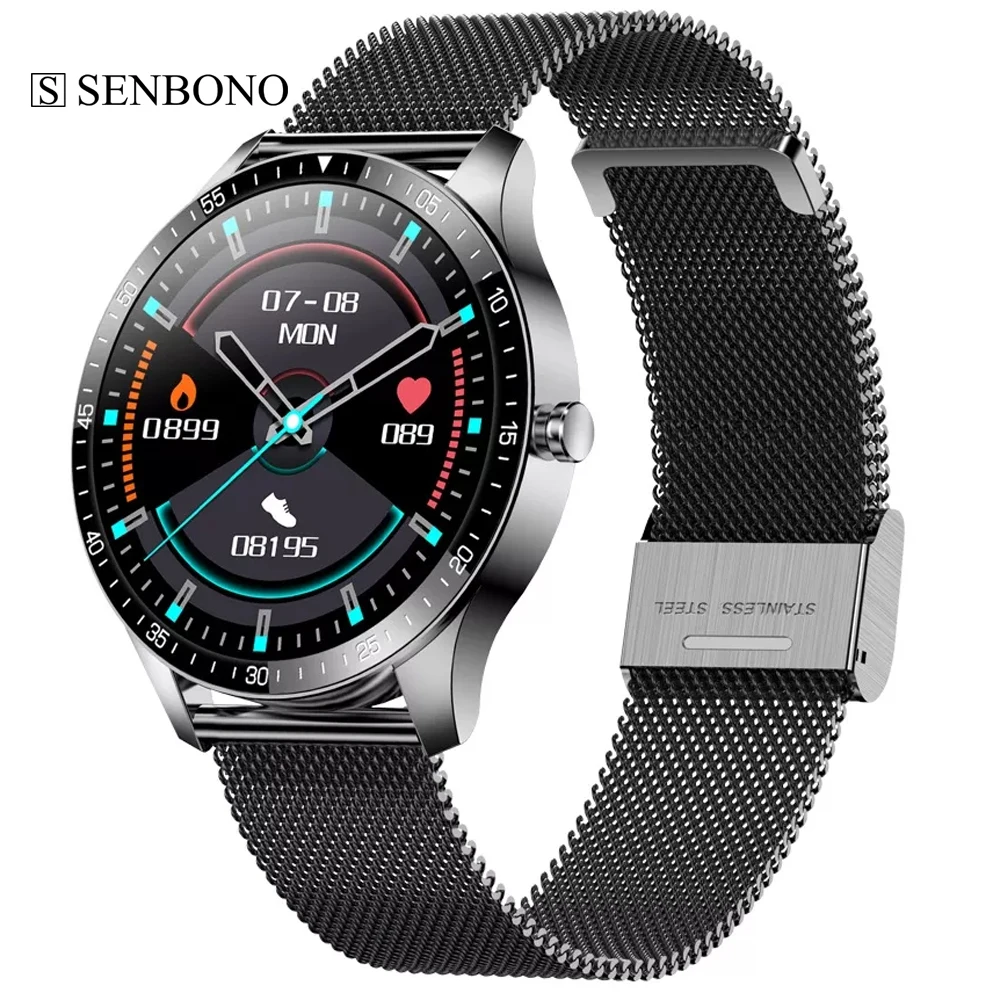 

SENBONO 2021 Smart Watch Men HD Full Screen Touch Sports Fitness Clock IP68 Waterproof BT5.0 Smartwatch Women For Android IOS