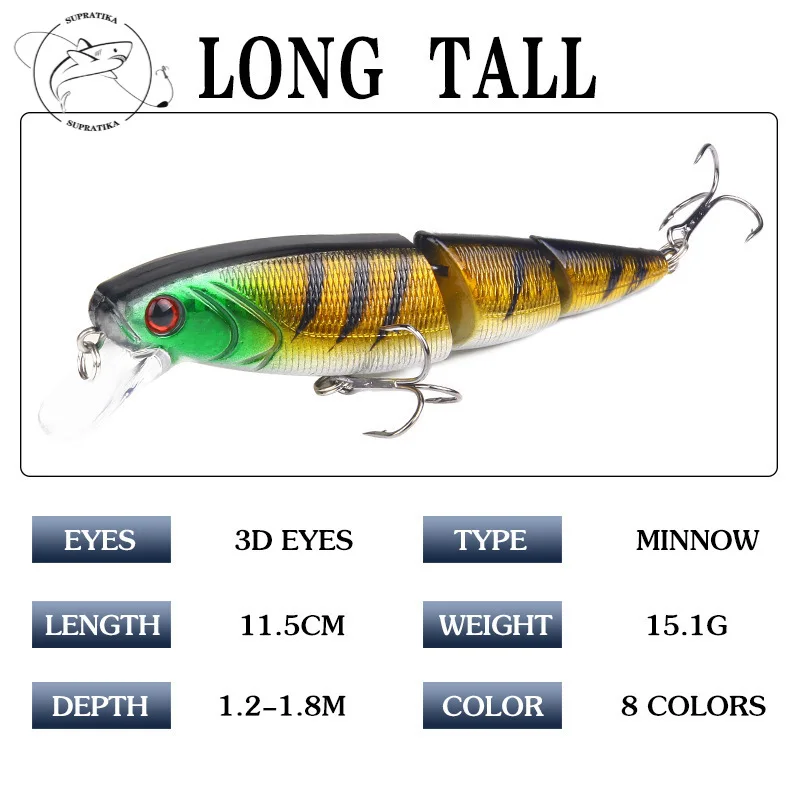 

1 шт. 11,5 см/15 г, приманки в виде гольяна для морской рыбалки, многосегментная жесткая приманка, Реалистичная кренкбейт, Искусственные воблеры...