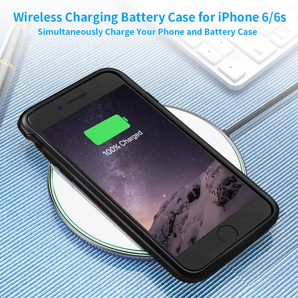 NEWDERY батарея чехол для iPhone 6, 6s, 3200mAh Беспроводное зарядное устройство чехол совместимый с iPhone 6, 6s, портативный аккумулятор C