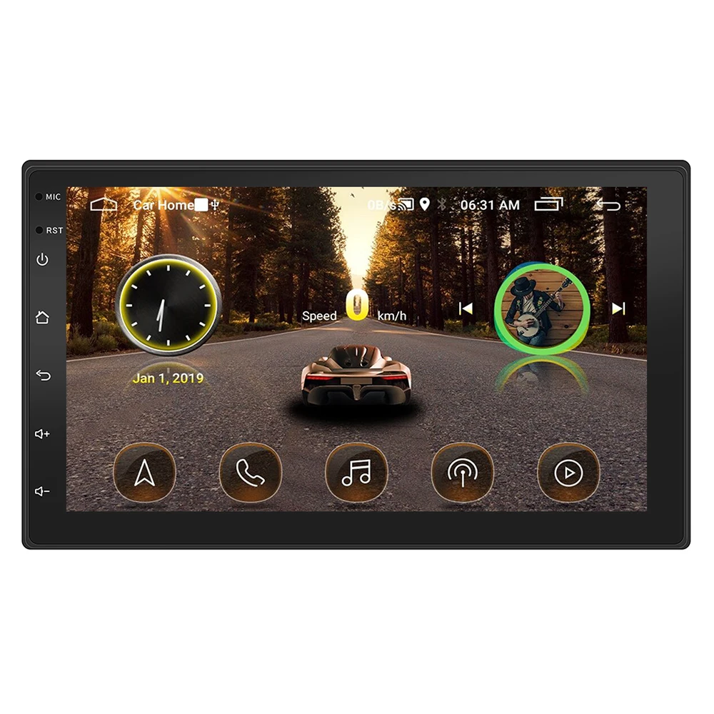 7 дюймов Android 8 1 Dual 2 DIN 16G четырехъядерный gps автомобильный стерео MP5 плеер FM 2.5D