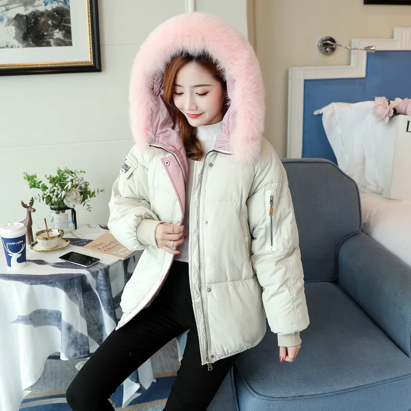 Повседневная теплая модная короткая парка для женщин 2019 однотонная стеганая