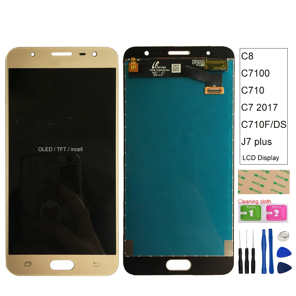 ЖК-дисплей для Samsung Galaxy C8 J7 + plus C7100 C710 C7 2017 C710F/DS сенсорный экран дигитайзер в сборе