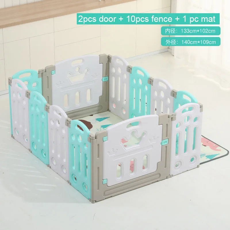 Green Total 12pcs Супер Роскошный детский манеж с бесплатным ковриком, детский манеж для детей, детская игровая площадка для помещений, детский шариковый манеж для игры в бассейн - Цвет: Green Total 12pcs