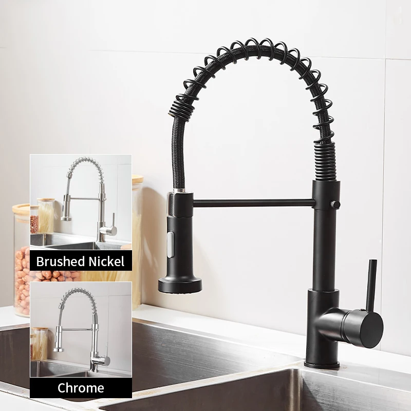 

Matte Black Kitchen Faucet Deck Mounted Mixer Tap 360 Degree Rotation Stream Sprayer Nozzle Kitchen Sink Hot Cold Taps