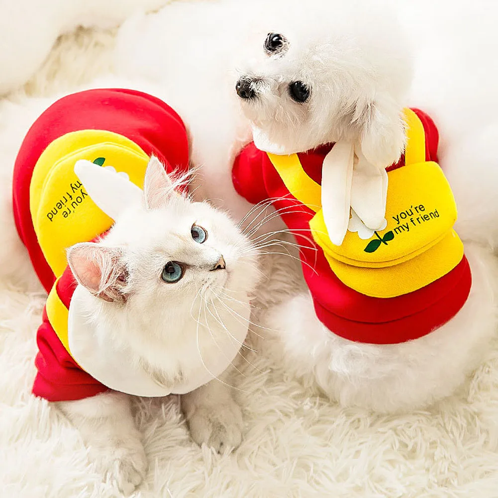 

Cute bow tie satchel Pet clothes for small dog cat dog clothing plush sweater Teddy corky warm pet spring and autumn wear NEW