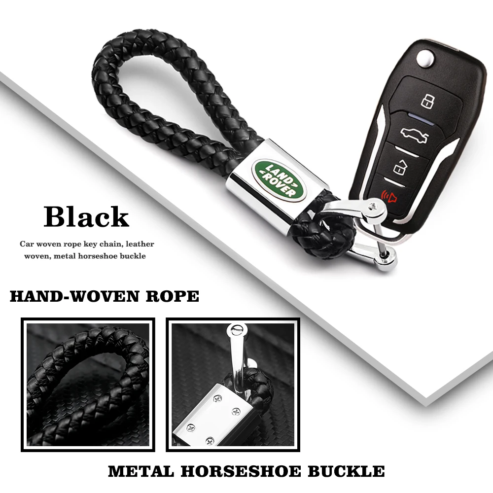 

PU Leather Braided Woven Rope Car Keychain Holder Car Trinket Pendant Keyring For Land Rover Range Freelander DISCOVERY Defender