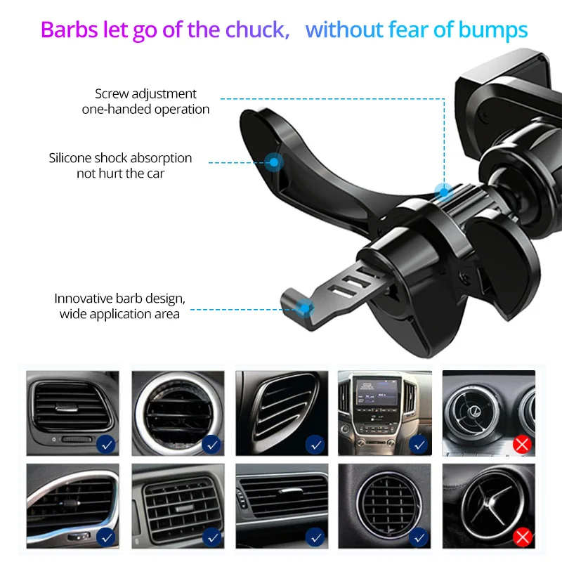 anmone universal car air vent clip mount 17mm ball head for phone holder dashboard 360 rotation phone gps bracket airvent hook free global shipping