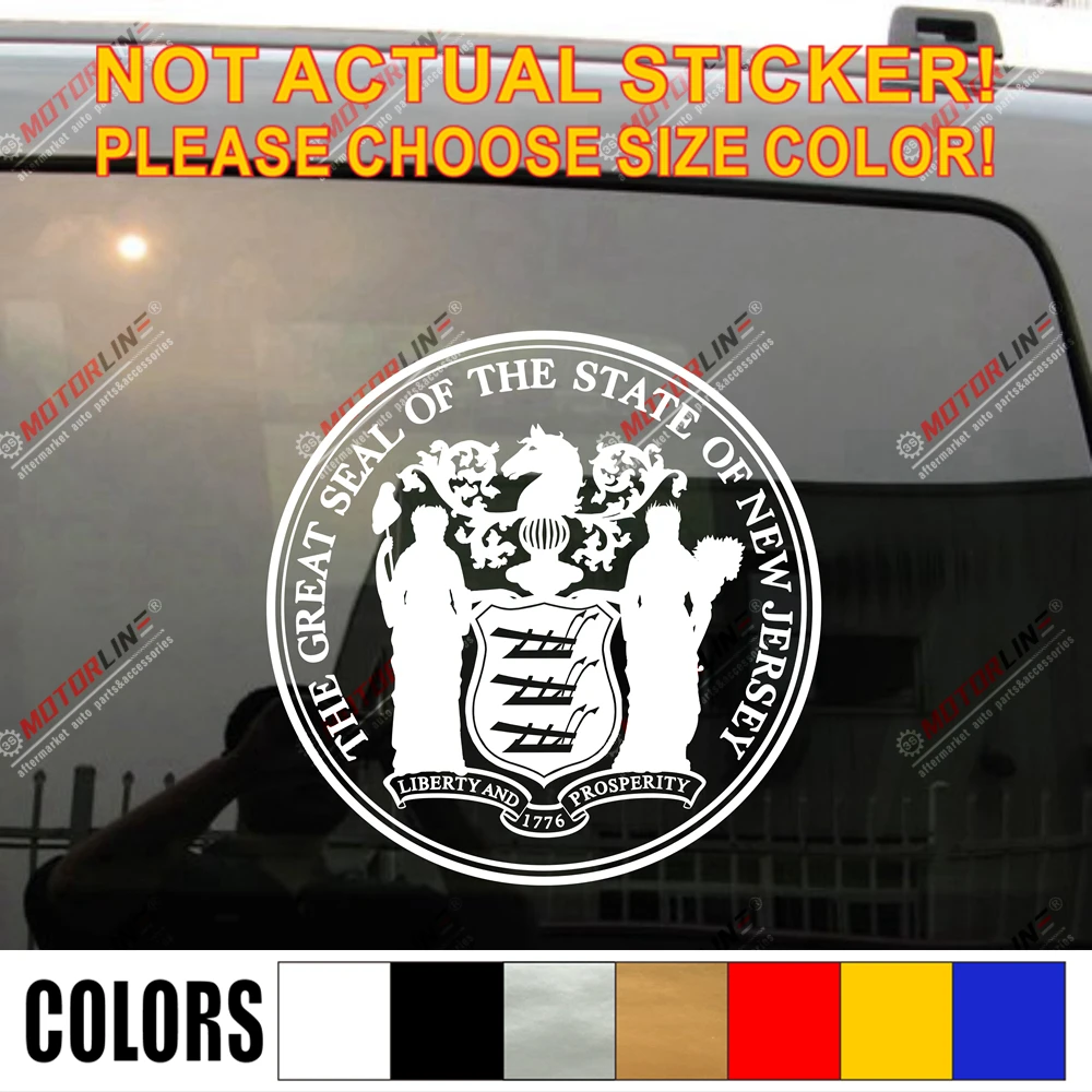 

Seal of New Jersey Decal Sticker Car Vinyl pick size color die cut no bkgrd