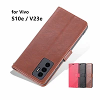 high quality flip cover fitted case for vivo s10e v23e pu leather phone bags case protective holster with closing strap azns