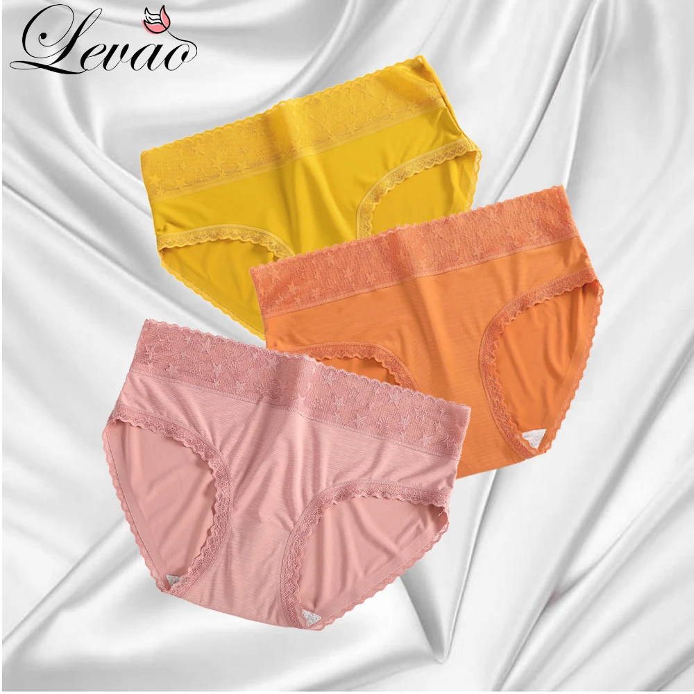

Трусики LEVAO женские кружевные антибактериальные, пикантные хлопковые трусики со средней талией, дышащие, подтягивающие бедра, 3 шт., на лето
