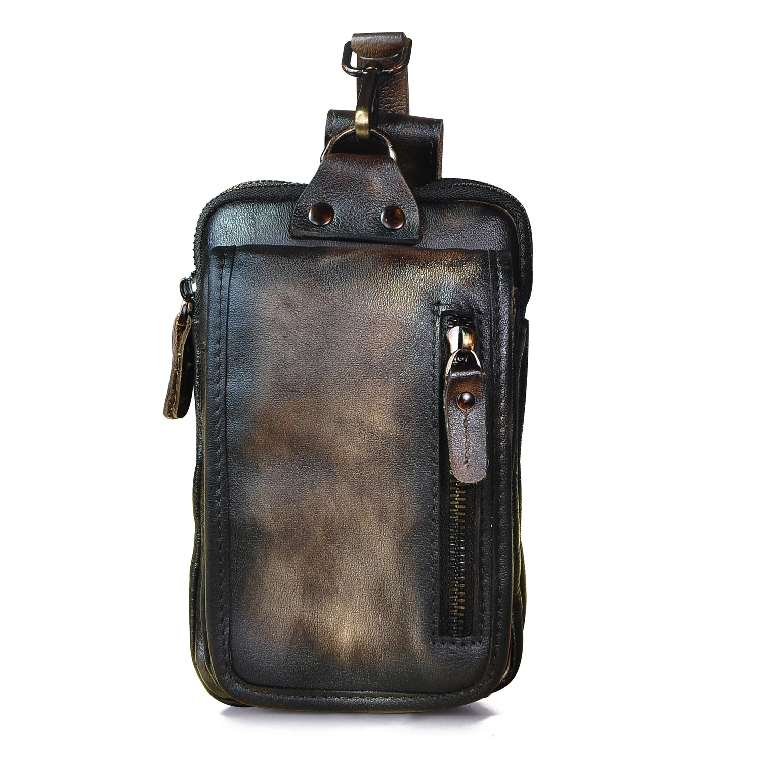 

Quality Leather men Retro Coffee Travel Belt Fanny Waist Bag Pack Design Bum Hip Bag 6.5" Phone Cigarette Case Pouch Male 1609