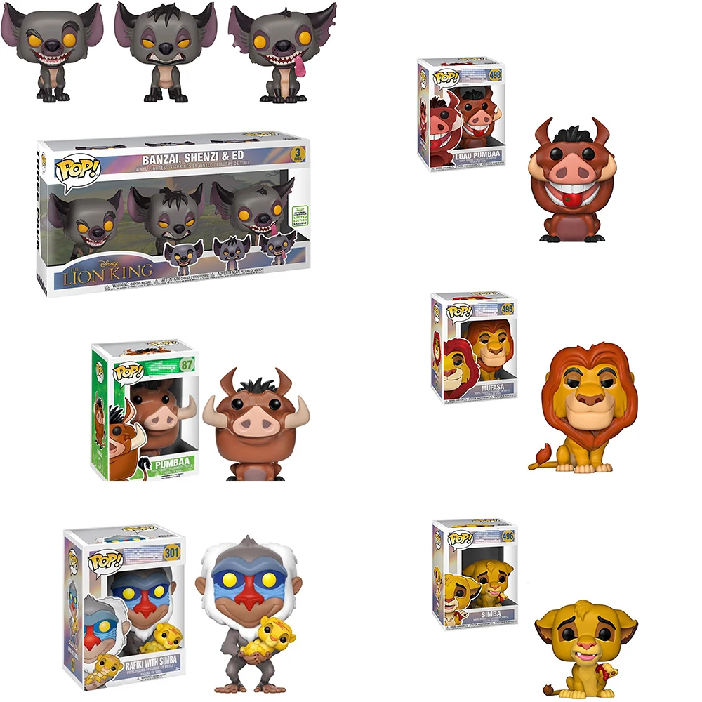 Экшн фигурка Funko POP King LUAU PUMBAA MUFASA SIMBA ПВХ Коллекционная модель игрушек для