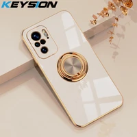 keysion luxury plating case for poco m3 pro 5g x3 gt f3 f2 pro ring stand silicone phone cover for redmi note 10 5g 10 pro 10s