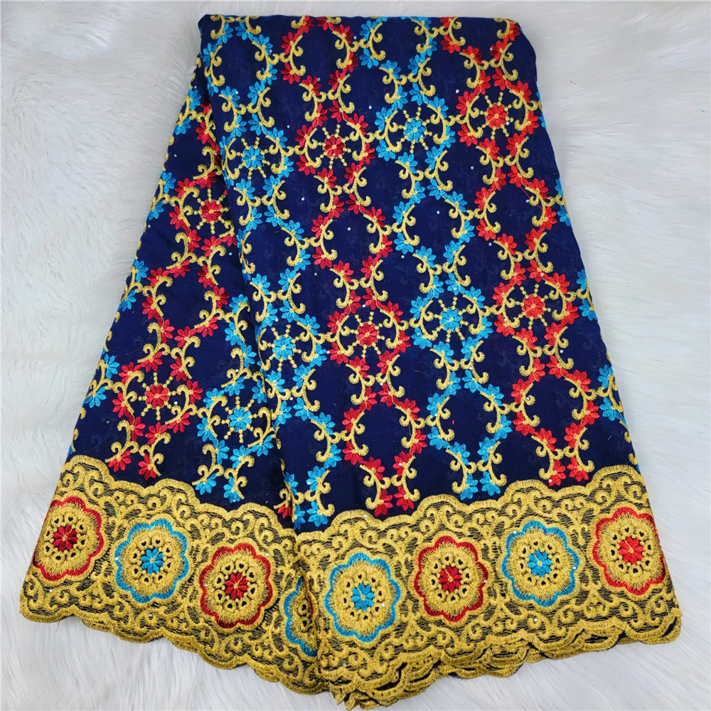 

African Lace Fabric High Quality Embroidery Cotton 5Yards Swiss Voile Lace In Switzerland For Church Dress HLC383
