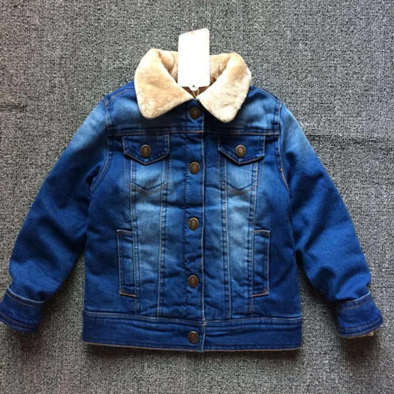 

BBD Toddler Coat New Baby Boys Autumn Winter Plus Velvet Warm Thick Cotton Denim Solid Jacket Kids 2 3 Years Clothes Chaqueta