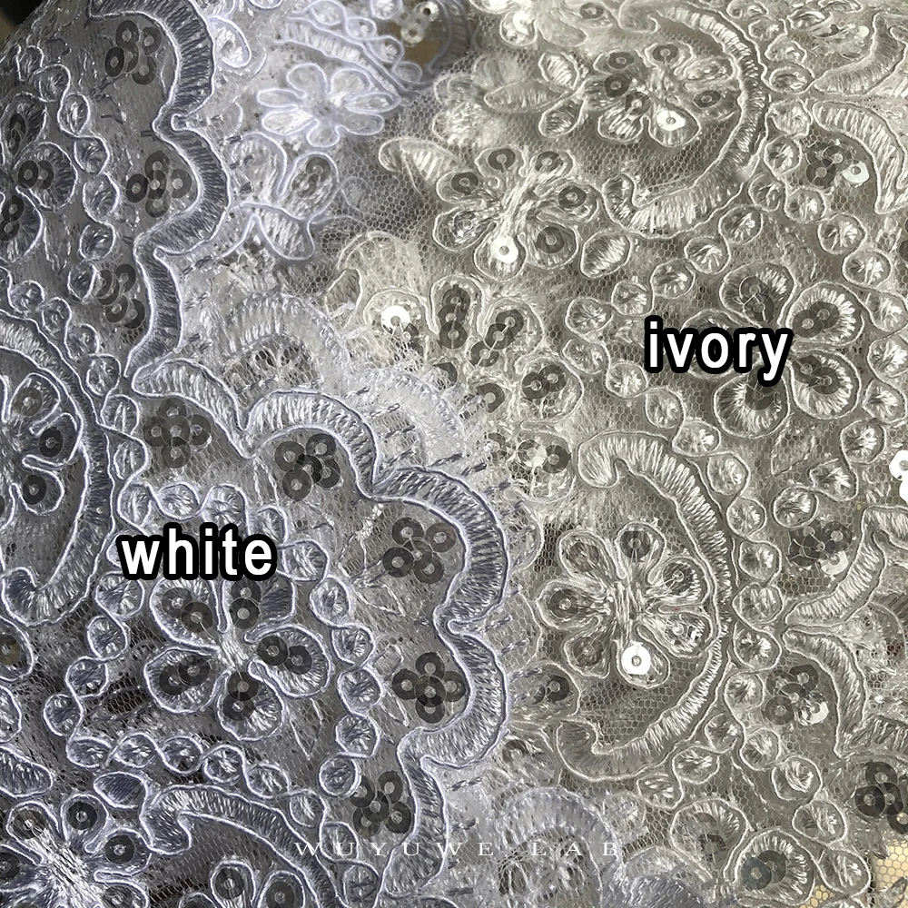 Delicate 1Yard 13cm Ivory/White Cording Fabric Sequins Flower Venise Venice Mesh Lace Trim Applique Sewing Craft for Wedding Dec | Дом и сад