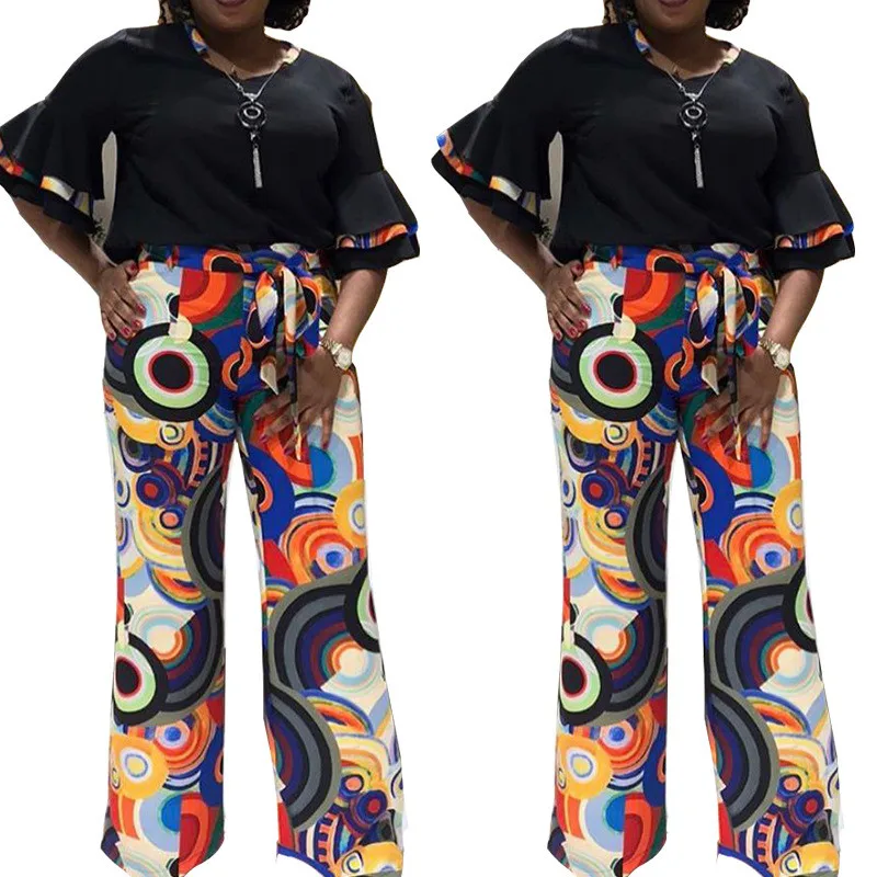Комплект из двух предметов с принтом женская одежда в африканском стиле лето 2020