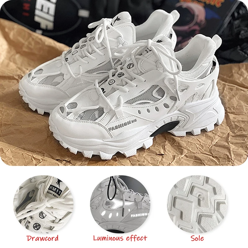 Luxury Mens Sneakers Breathable Damping Sports Shoes Women Casual Shoes Thick Sole Running Walking Shoes Trainers Sport Sneakers