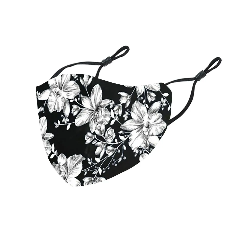 

2Pcs Cotton Face Mask Unisex Floral Printing PM2.5 Outdoor Mouth Mask Washable Reuse Face Mask Washable Reusable Mascarilla