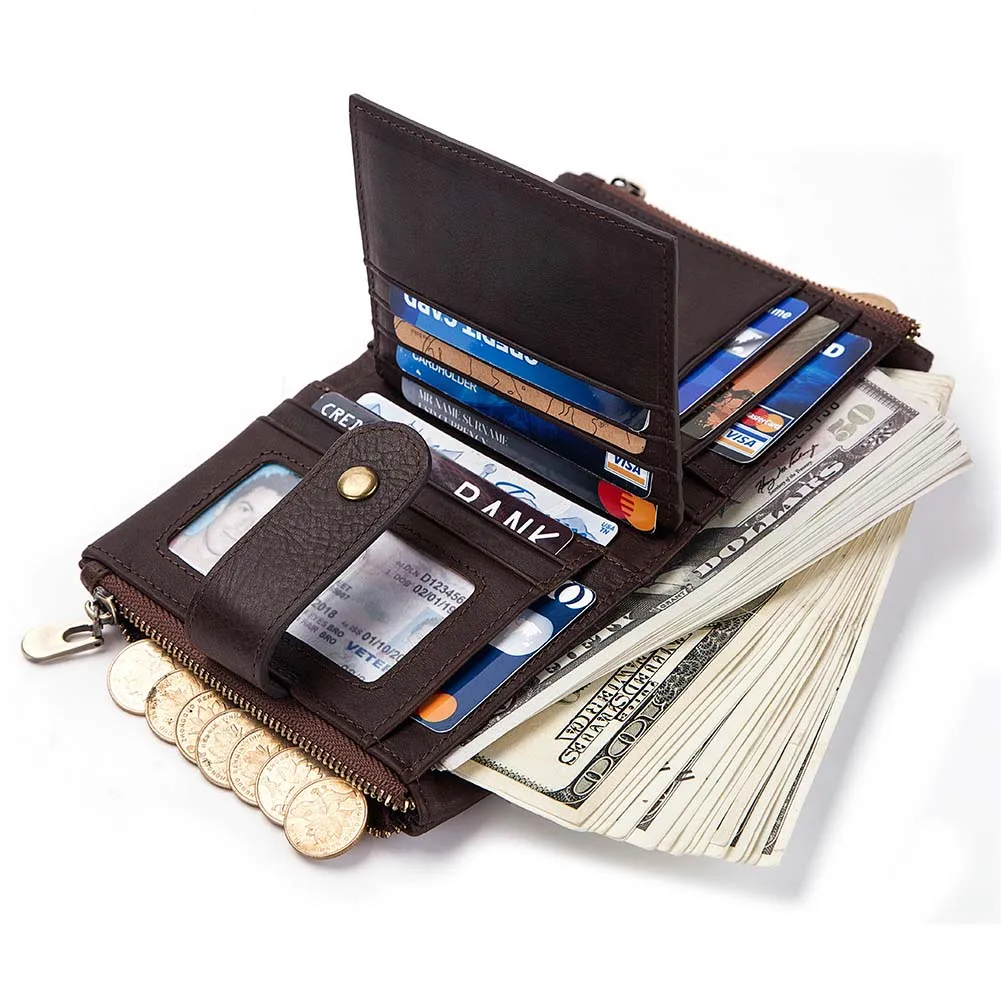 Мужской кошелек из натуральной воловьей кожи с отделением для монет и карт |