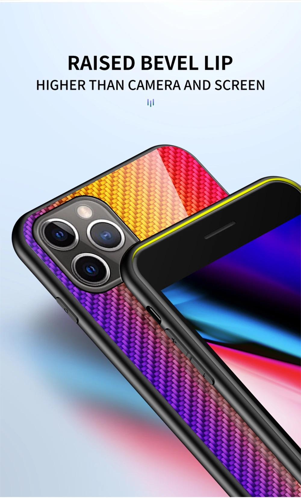 Чехол из закаленного стекла для iPhone 11 Pro Max X 8 7, ударопрочный жесткий гибридный защитный чехол для iPhone, модный градиентный карбоновый чехол