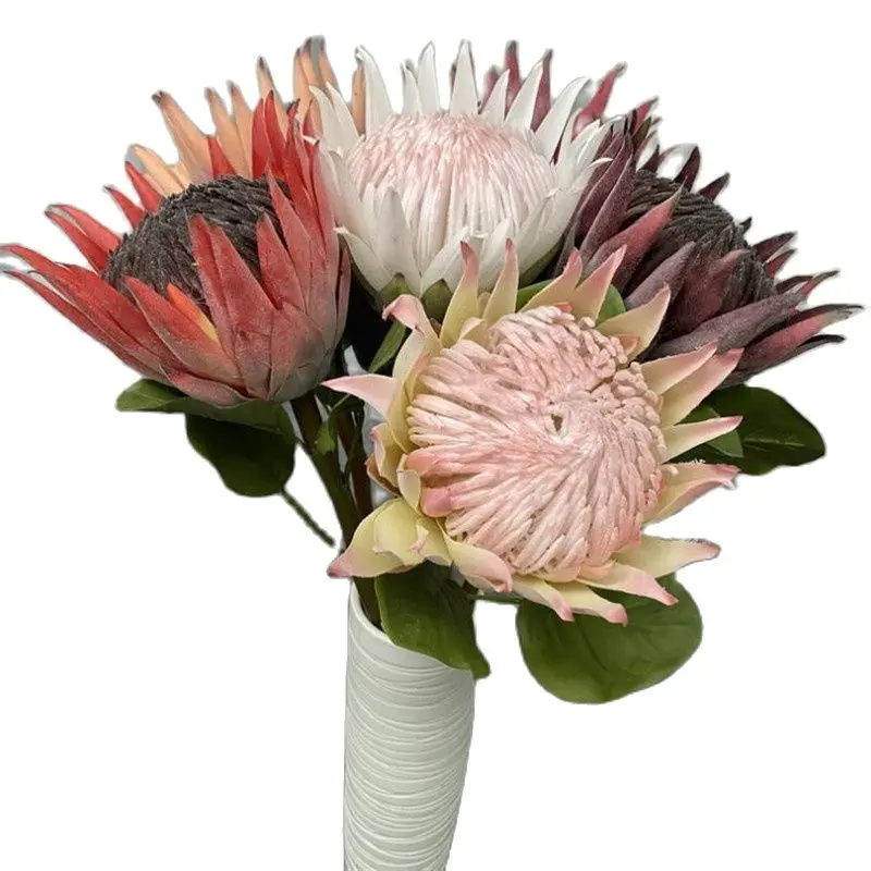 One Silk Big Protea Cynaroides Simulation Pitaya Flower Stem for Wedding Home Decorative Artificial Flowers