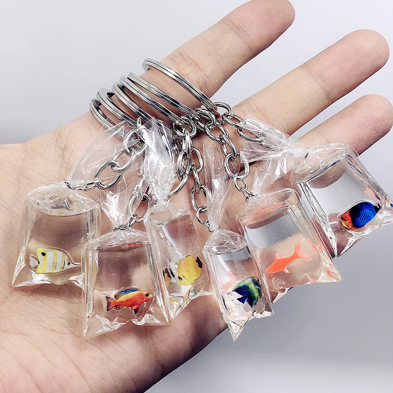 

1PC Creative New Resin Goldfish Shape Keychain Fish Water Bag Charms Resin Fish Charms Pendants