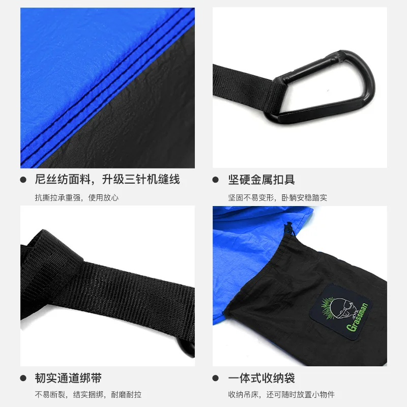 vender Duplo Corpo Sling Acampamento Hammock Para Mochila Luz E Forte Alta Tenacidade Pára-quedas Náilon Com 2 Correias De árvore Tpu Travesseiro