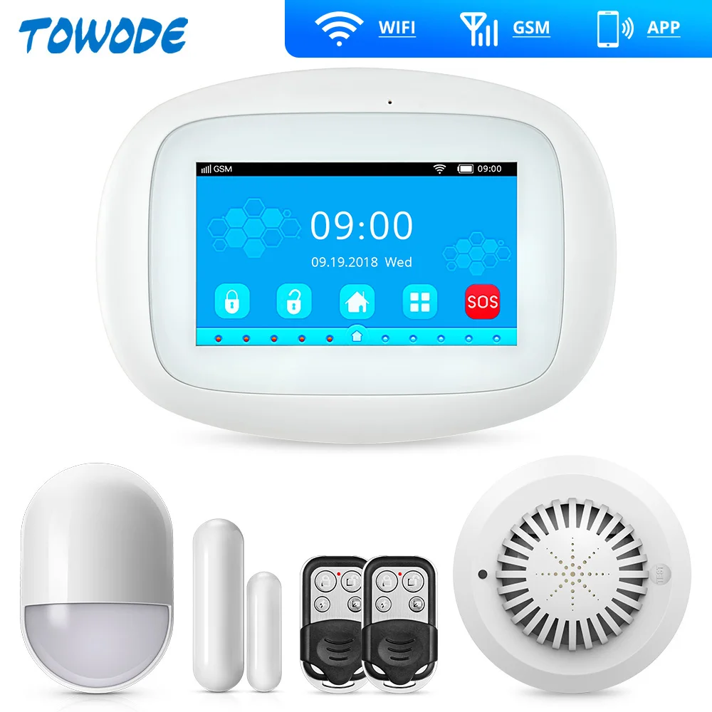 Сигнализация Towode K52 с большим сенсорным экраном Wi-Fi GSM 4 3 дюйма | Безопасность и