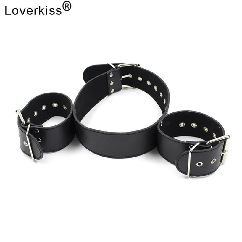 Ошейник из искусственной кожи Loverkiss с наручниками и ремешками набор для БДСМ