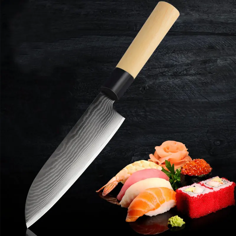 Набор кухонных ножей Damascus Steel 5 шт. набор Chef Japanische Messer Damaskus аксессуары ABS ручка Nakiri