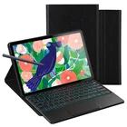 Чехол с клавиатурой с 7-цветной подсветкой для Samsung Galaxy Tab S7 + 12,4 дюймаS7 11 дюймов, чехол для планшета, Немецкая раскладка, Bluetooth-клавиатура, чехол