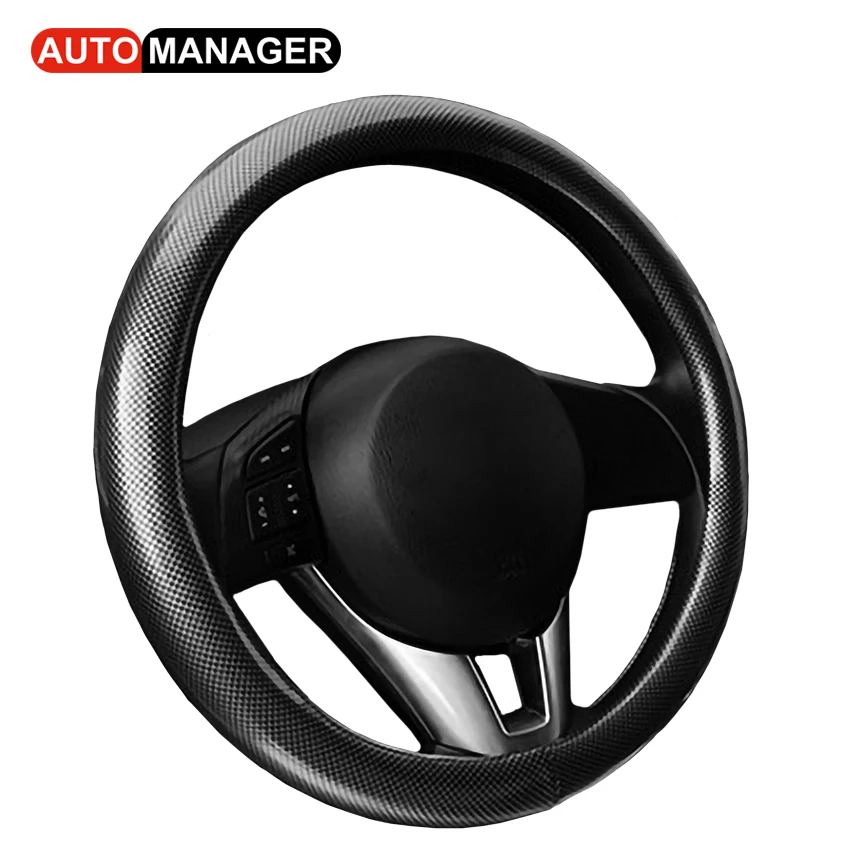 

Чехлы рулевого колеса автомобиля, углеволоконный автомобильный чехол на руль для большинства автомобилей, 38 см, 15 дюймов, внутренние аксесс...