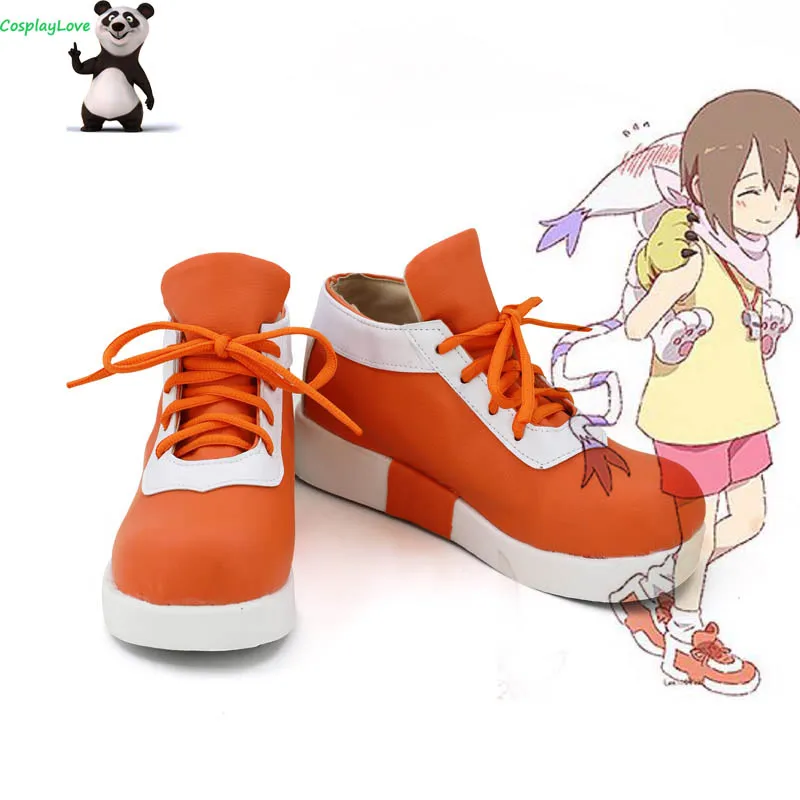 

CosplayLove Digimon Adventure Dejimon Adobencha Yagami Hikari Orange Cosplay Shoes Long Boots Leather Custom Hand Made