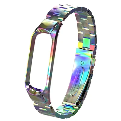 Multicolor HANGRUI mi Band 4 металлический ремешок из нержавеющей стали для Xiaomi mi Band 4/3 Замена браслета mi band 4 совместимый ремешок с пряжкой - Цвет: Multicolor