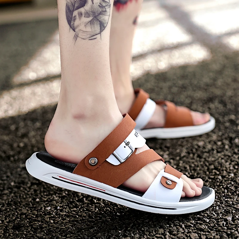 Мужские дизайнерские сандалии дышащие летние пляжные тапочки плотная