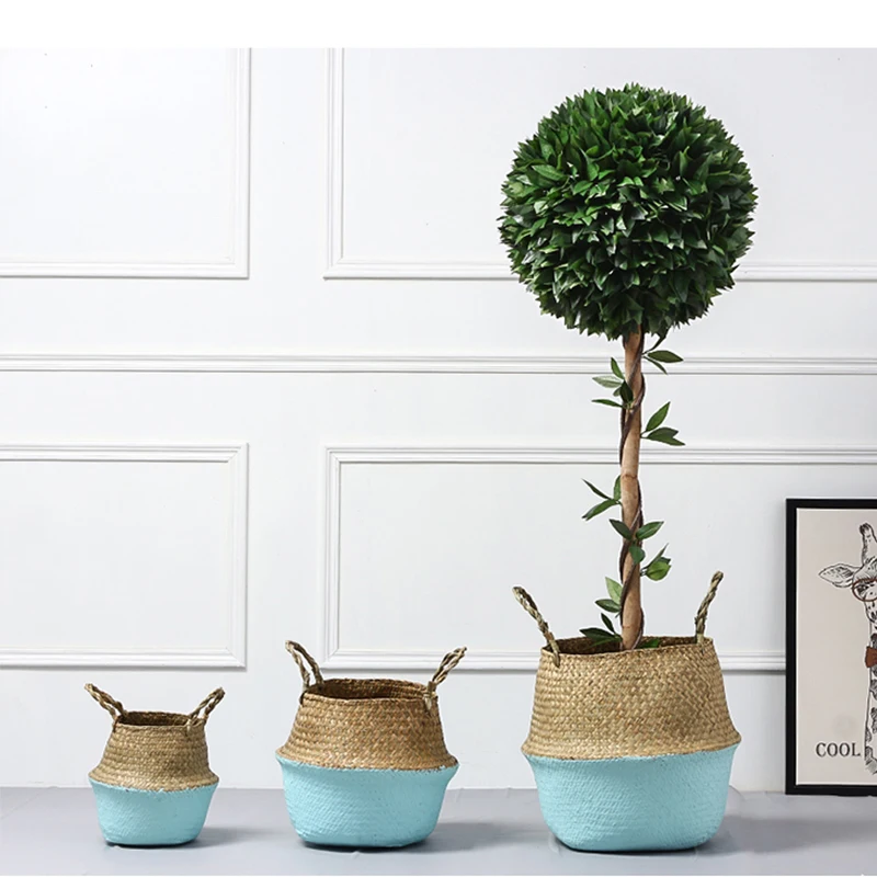 WHISM ручная работа соломенный цветочный горшок Плетеный для морских водорослей