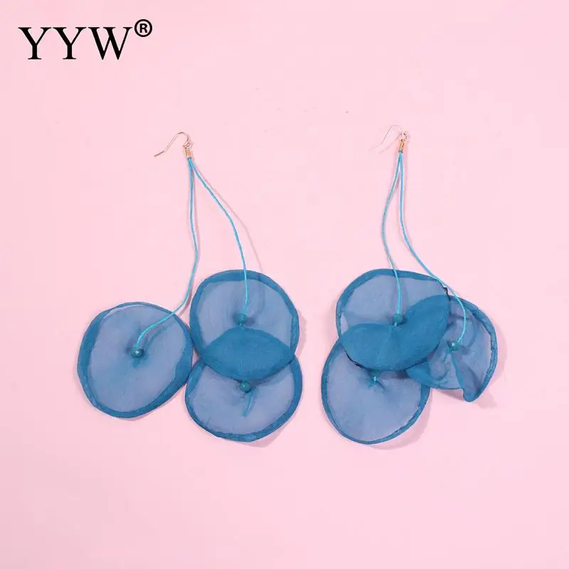 Женские серьги-капельки с подвесками из бежевого и бургундского шифона «лоскутное одеяло», ожерелье с личностным украшением для ушей девочек, модные серьги Pendientes mujer.