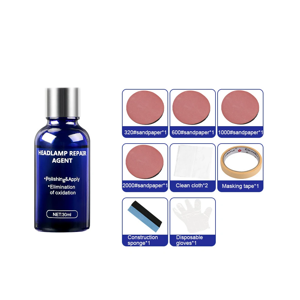 Комплект для ремонта автомобильных фар 30 мл окислительное покрытие заднего вида