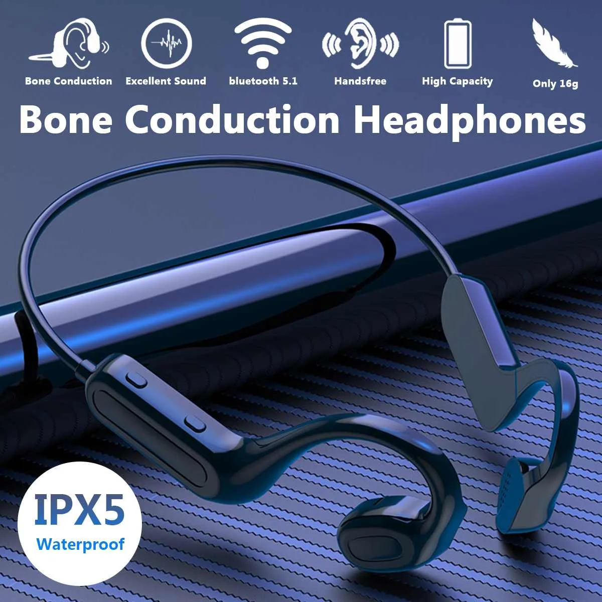

Bone Conduction Headphone Wireless bluetooth 5.1 Earphone Stereo Neck Sport Headset Magnetic Waterproof Sweatproof Earbuds