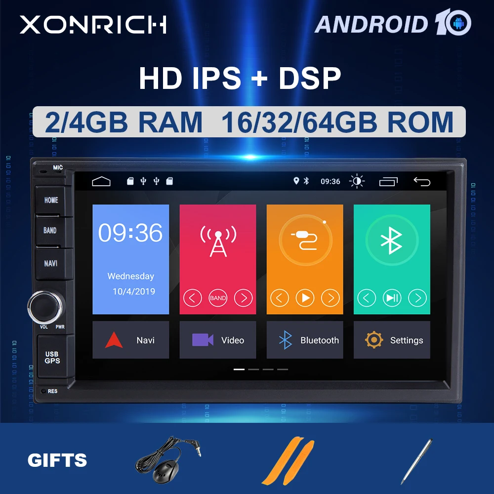 Автомобильная магнитола IPS DSP 2Din Android 10 для Nissan Xtrail Note Qashqai Almera универсальная