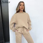 Базовый спортивный женский пуловер Nibber из 2 частей и брюки на шнуровке, удобная спортивная одежда, спортивный костюм, горячая распродажа товаров