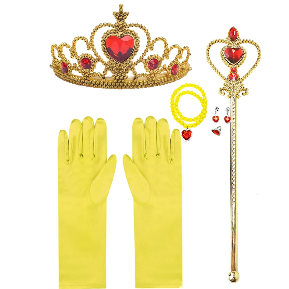 Vestido de princesa para ni&ntilde;os y ni&ntilde;as, Blancanieves, accesorios de princesa, disfraz de Halloween y Navidad de 3 a 10 a&ntilde;os-5